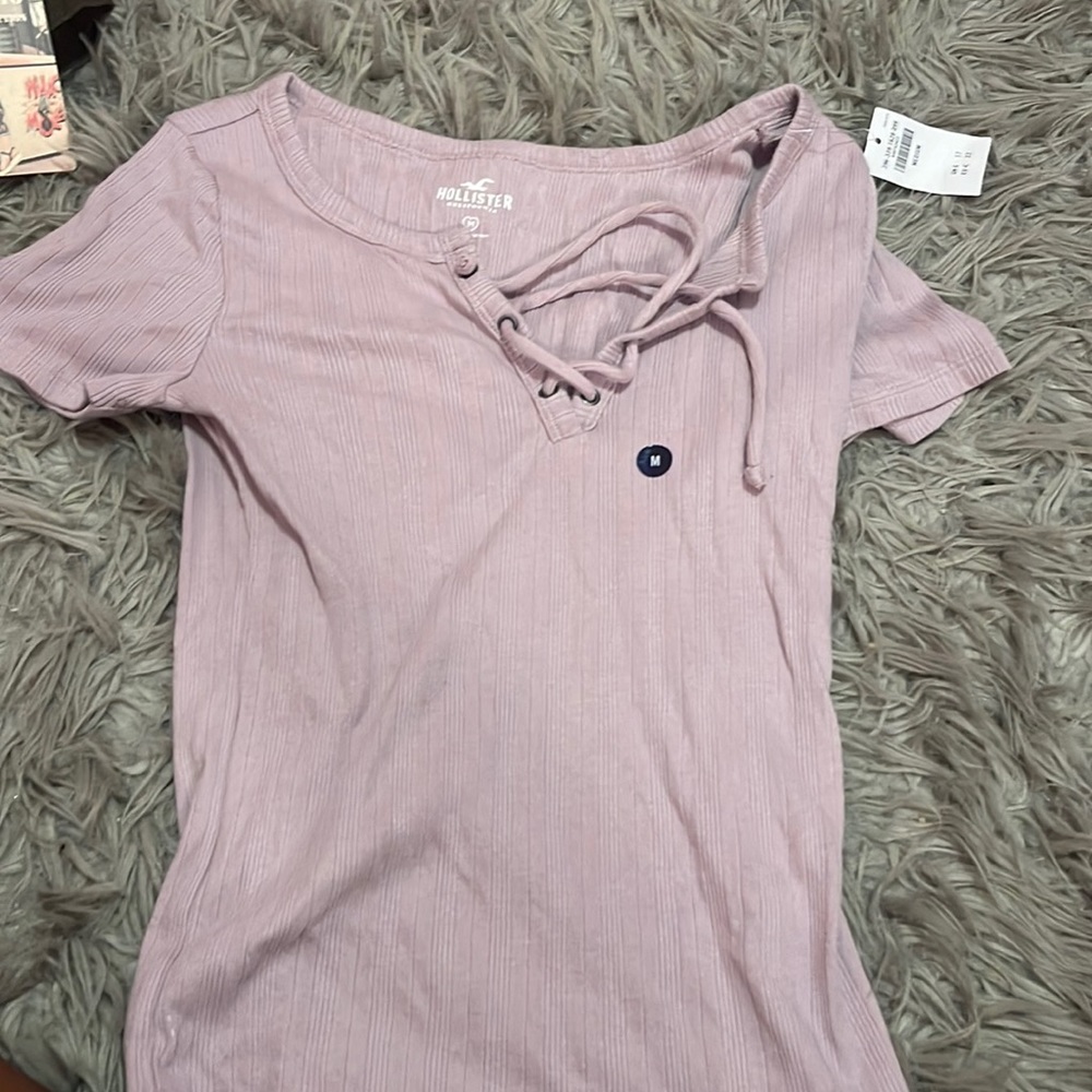 All purple v-neck shirt